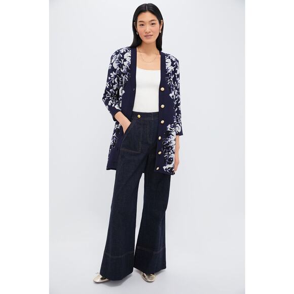 TUCKERNUCK Indigo Reflection Knit Jacquard Liv Cardigan Size XS NWT - Picture 4 of 8